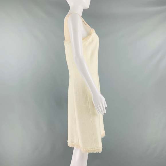 CHANEL Cream Cotton  Acrylic Sleeveless Mid-Calf Dress - Picture 3 of 7